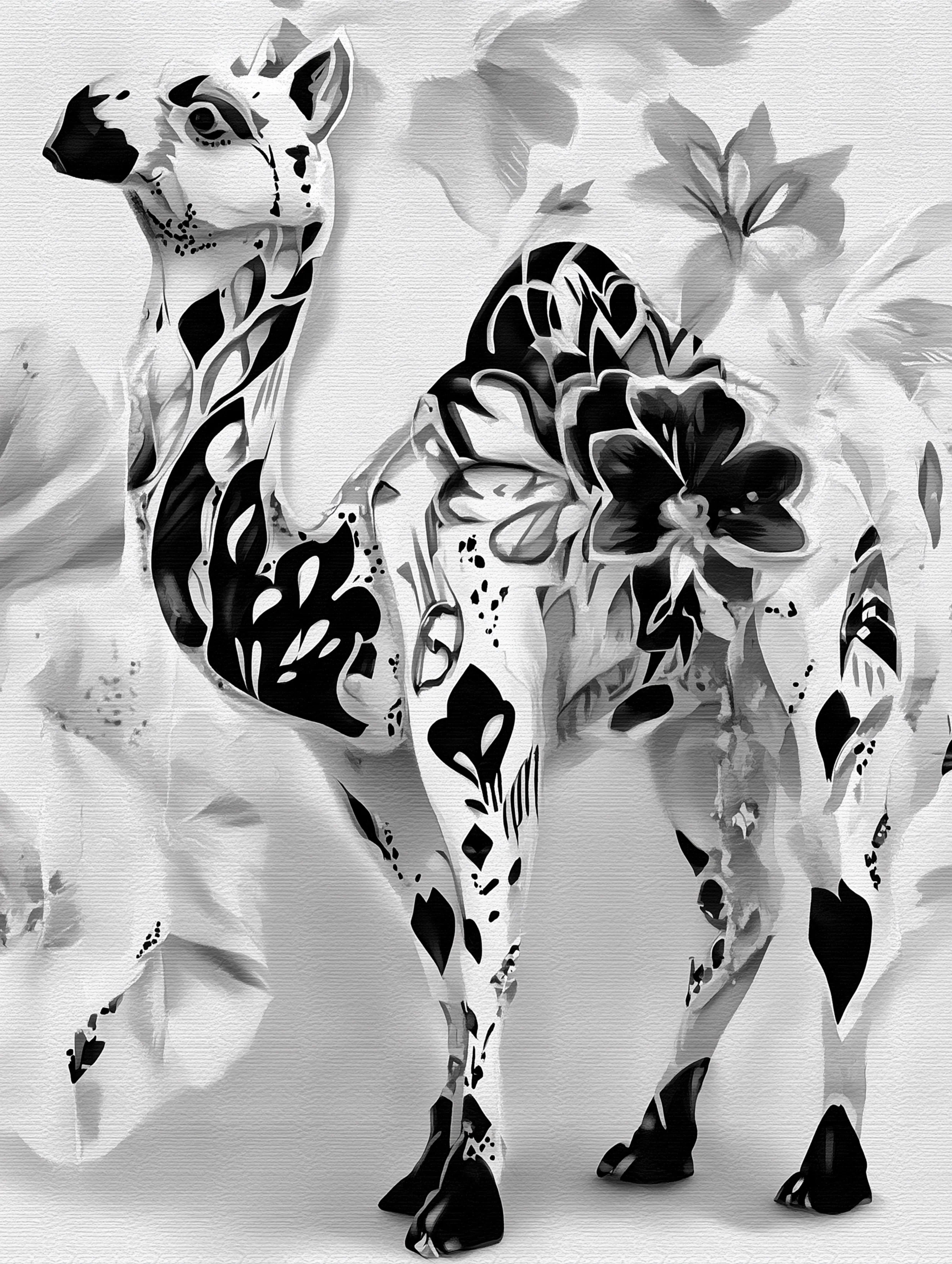 Free printable camel coloring page for adults featuring dark flowers on camel